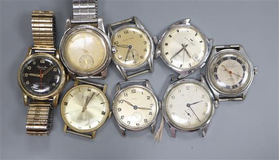 A Civit and Tissot and 6 other wrist watches